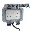 2 Gang Outdoor Electrical Outlet IP66 Water Proof Wall Mounted Power Outlet with Indicator Light