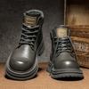 2024 Trend Mens Leather Boots High Quality Casual Mens Ankle Boots Lace-up Business Outdoor Non-Slip Thick Sole Mens Boots