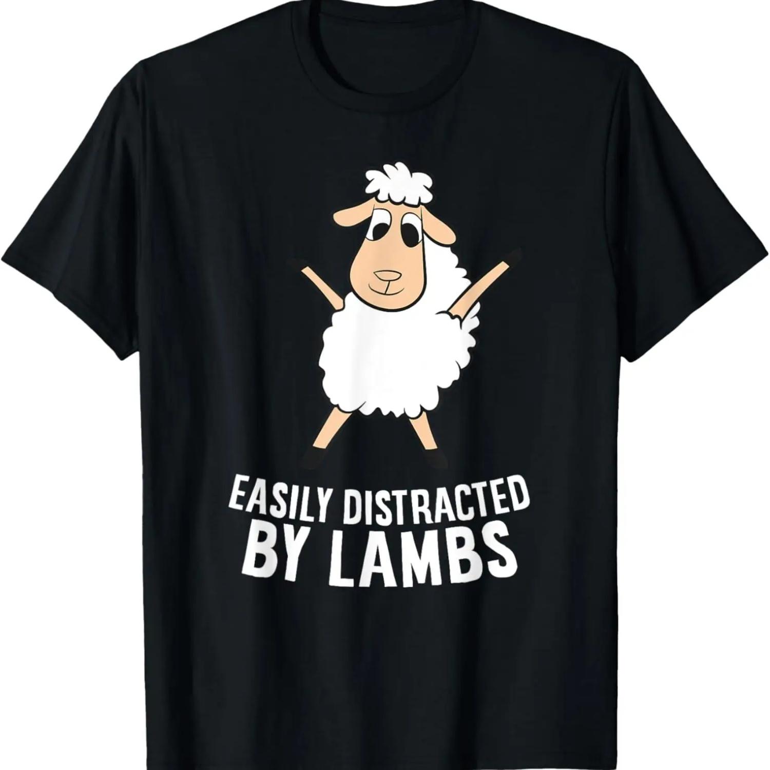 

Easily Distracted By Lambs Funny Lamb Love Sheep T-Shirt XXXXXL чорний