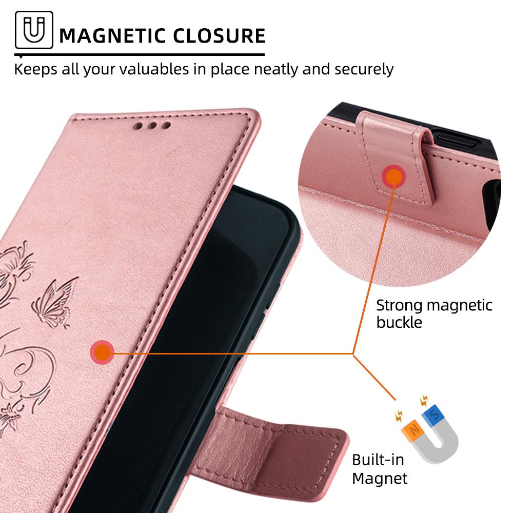 For Xiaomi Redmi K70E 5G/Poco X6 Pro 5G Case Butterfly Flower PU Leather Handbag Phone Cover