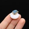 1Pc Natural Shell Pendant 20x23mm Golden Plated White Scallop Shell With Raw Crystal Stone Charm for DIY Necklace Jewelry Making