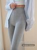 Women's Spring 2026 High-Waist Gray Leggings - Stretchy, Slimming, Simple, and Skin-Friendly Nine-Point Pants
