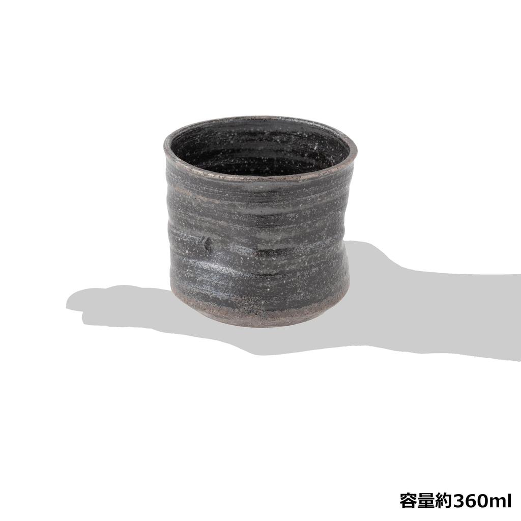 Marui Pottery Shigaraki Ware Hechimon Rock Cup, Approx. 360ml Capacity, Black Steel, MR-3-4347