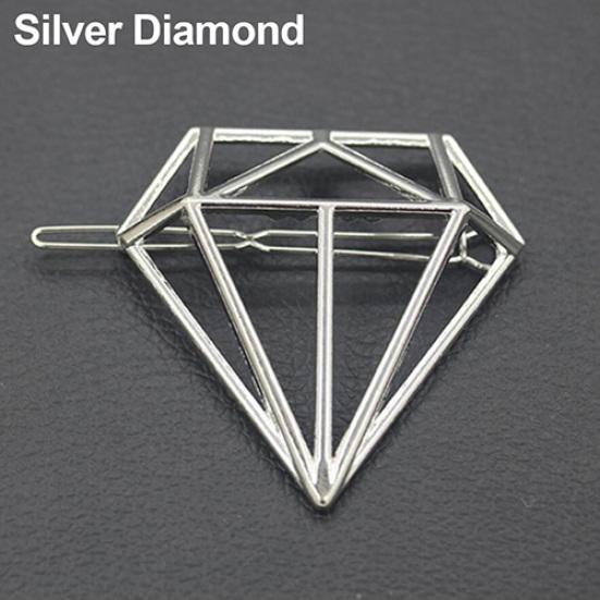 

Модная женская геометрическая золотистая серебряная заколка с треугольниками, заколка для волос, аксессуары для волос Silver Diamond