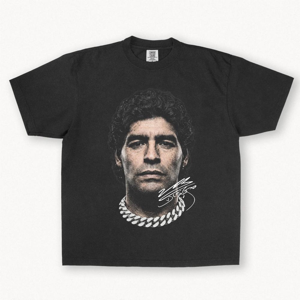 Maradona Graphic Tee – Football Autographed Streetwear Shirt – Premium Cotton Unisex T-shirt 4XL