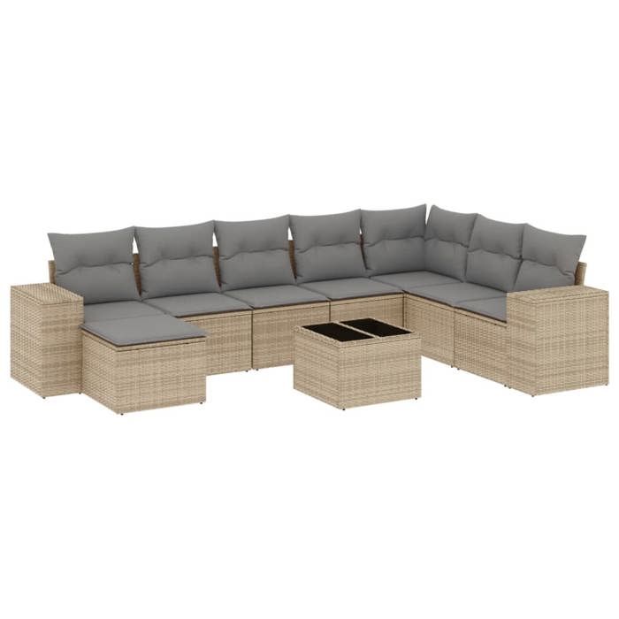 VidaXL Garden Lounge Set with Cushions 9 Pcs, Patio Sofas, Patio Furniture Set, Outdoor Furniture, Beige 3222968