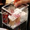 Clear Acrylic Makeup Cotton Storage Box with Dust Resistant Lid Organizer for Cotton Pads Swabs and Small Cosmetics