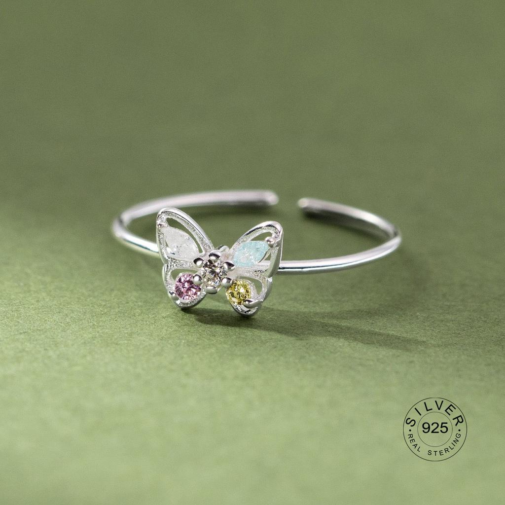 925 Sterling Silver Rings For Women Geometric Fine Jewelry Finger Adjustable Cute Flower Leaf Zirco Ring For Party Birthday Gift