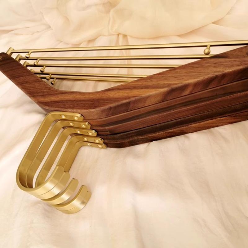 1pc Wooden Hanger Wardrobe Storage Hangers Laundry Organizer Natural Wood Coat Hanger with Brass Hook Durable Clothes Racks