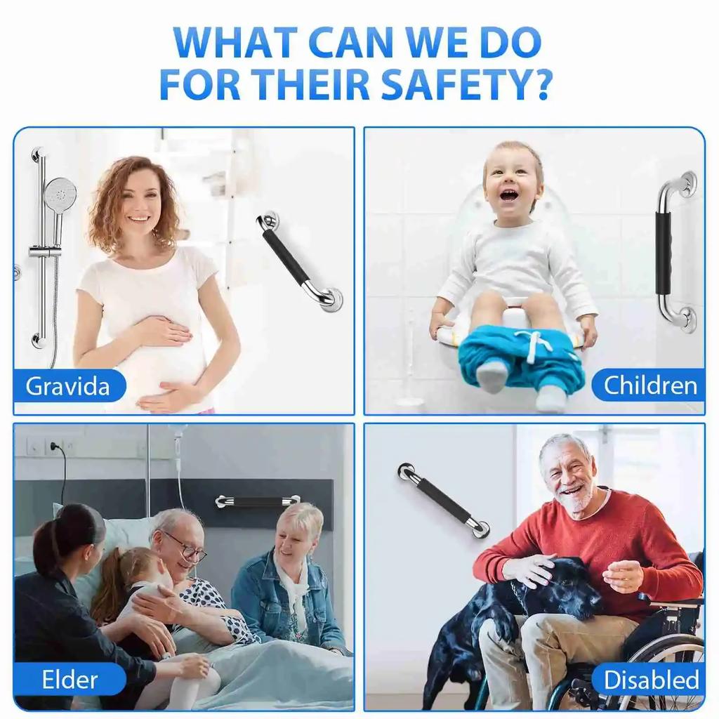 1 Stück Haltegriff für Badewannen und Duschen 304 Edelstahl Silikon Anti-Rutsch Badezimmer Sicherheitsgriff für ältere Menschen