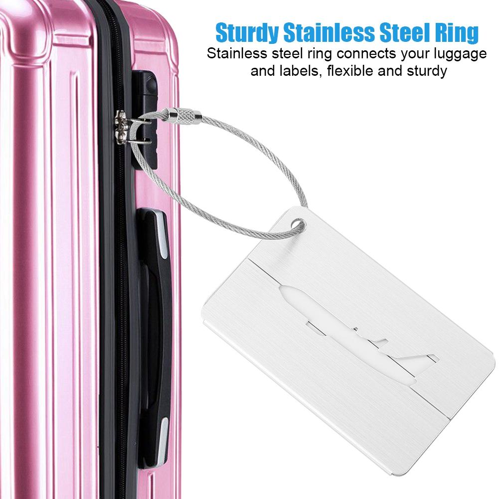 5Pcs Aluminum Alloy Travel Baggage Luggage Suitcase Tag ID Card Label (Silver)