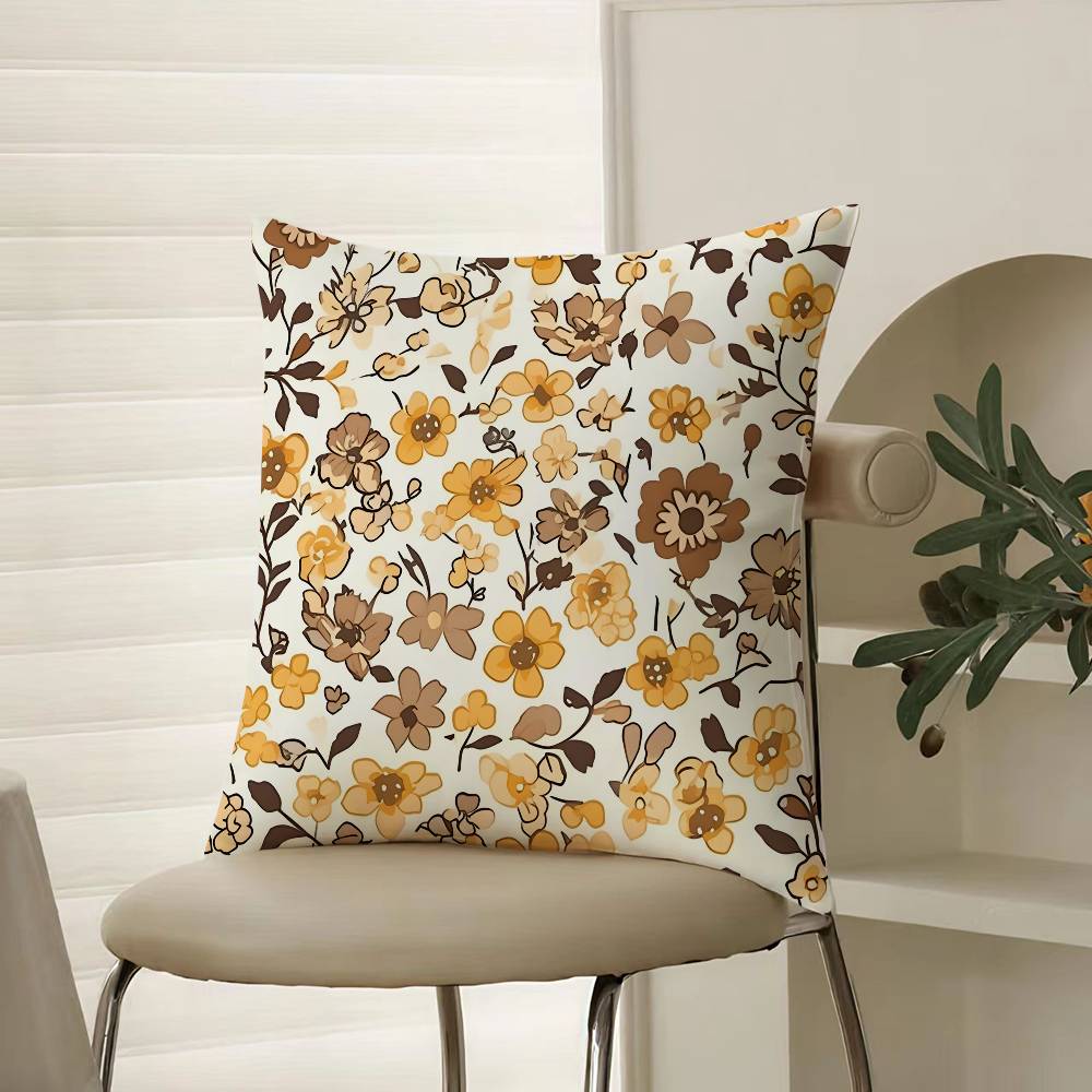Retro Floral Classical Elegant Style Pillow Case Comfort Sofa Bed Silky Elegant Invisible Zipper Decorative Cushion Cover