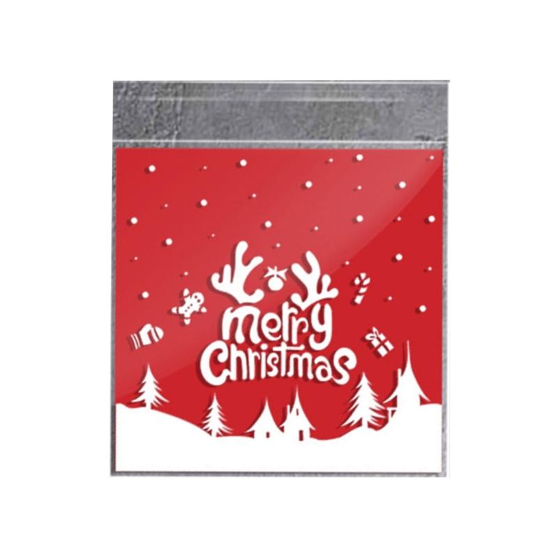 100 Pcs Christmas Decorations Cookie Bags Small Snack Bag Gift Packaging Bag