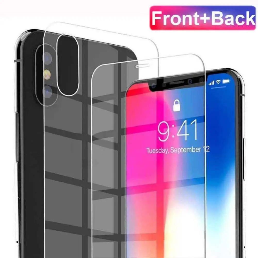 Sklo 2 v 1 pro iPhone 15 14 13 Pro Max Přední strana Zadní strana Tvrzené sklo pro iPhone 12 13 Mini 14 15 7 8 Plus SE 2/3 Ochranné sklo na displej iPhone X XS Max XR