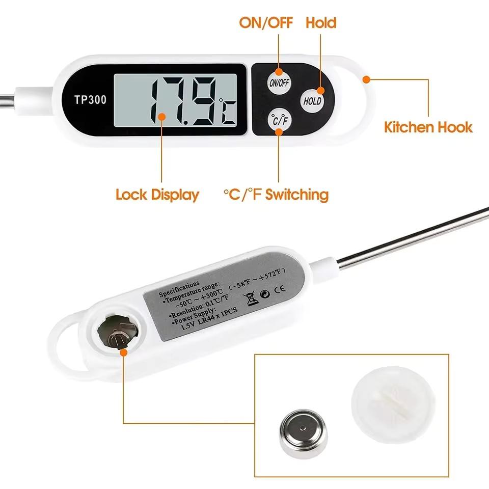 Küchenthermometer Digitales Temperaturmesswerkzeug Elektronisches Lebensmittelthermometer LCD-Anzeige Geeignet für Lebensmittel