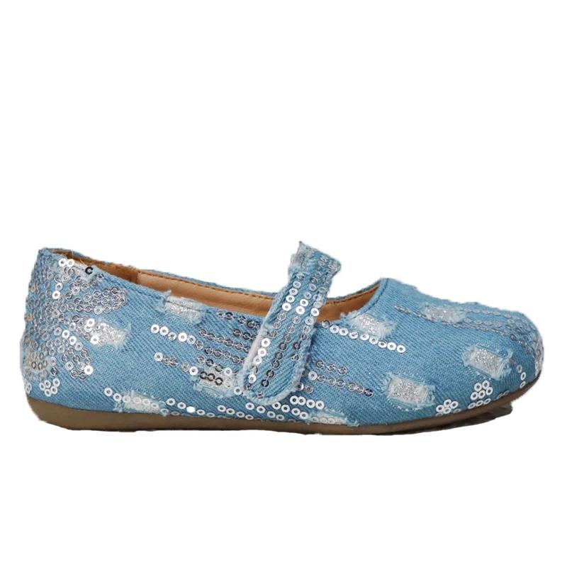 

Luxury Silver Sequins Ballet Flat For Kid Girls Elegant Brand Design Denim Mary Jane Shoes Child Bling Flower Paillette Zapatos 33 (Inner21.6cm) джинсовый