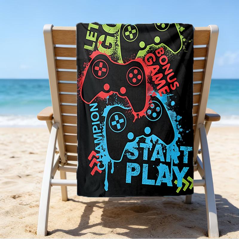 Ultra-Soft Beach Towel with Game Controller Theme,Ideal for Pool - Camping, Diving - Perfect Travel Essential, Vibrant Beach Towel.