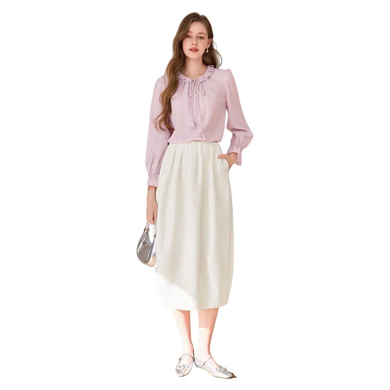 Women s French Ruffle Acetate Tie-Front Blouse S