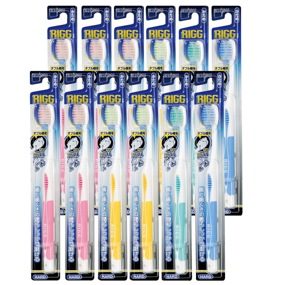 Ebisu Rig Toothbrush, Firm, 12-Pack (Assorted Colors)