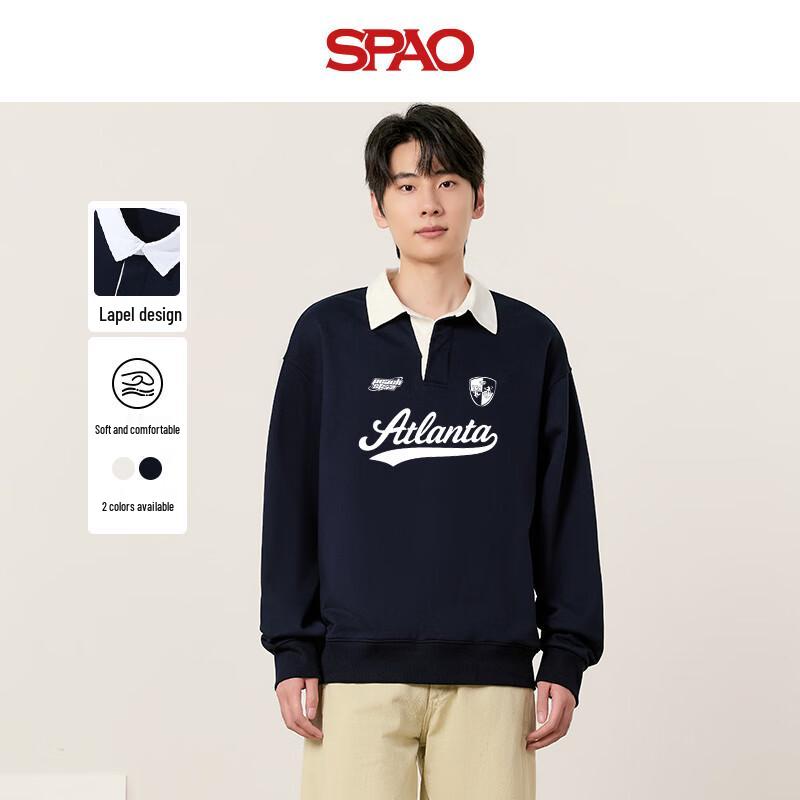 

SPAO Men s Japanese Casual Letter Print Pullover Sweatshirt XL