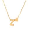 European & American Alphabet Love Heart Pendant Necklace – Versatile Peach Heart Clavicle Chain