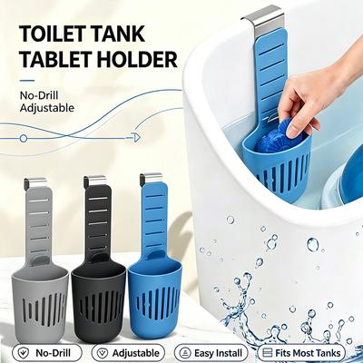 Adjustable Toilet Tank Tablet Holder Silicone Hanging Toilet Cleaner Block Storage Basket  Versatile Cleaner Deodorizer Hangers