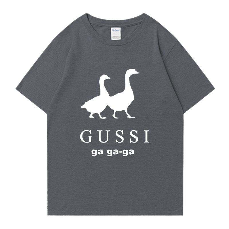 Hochwertiges T-Shirt GUSSI Ga Ga Ga Fashion Lustige Sommer Kurzarm T-Shirts Streetwear Herren Damen Kleidung Baumwolle Unisex Oberteil