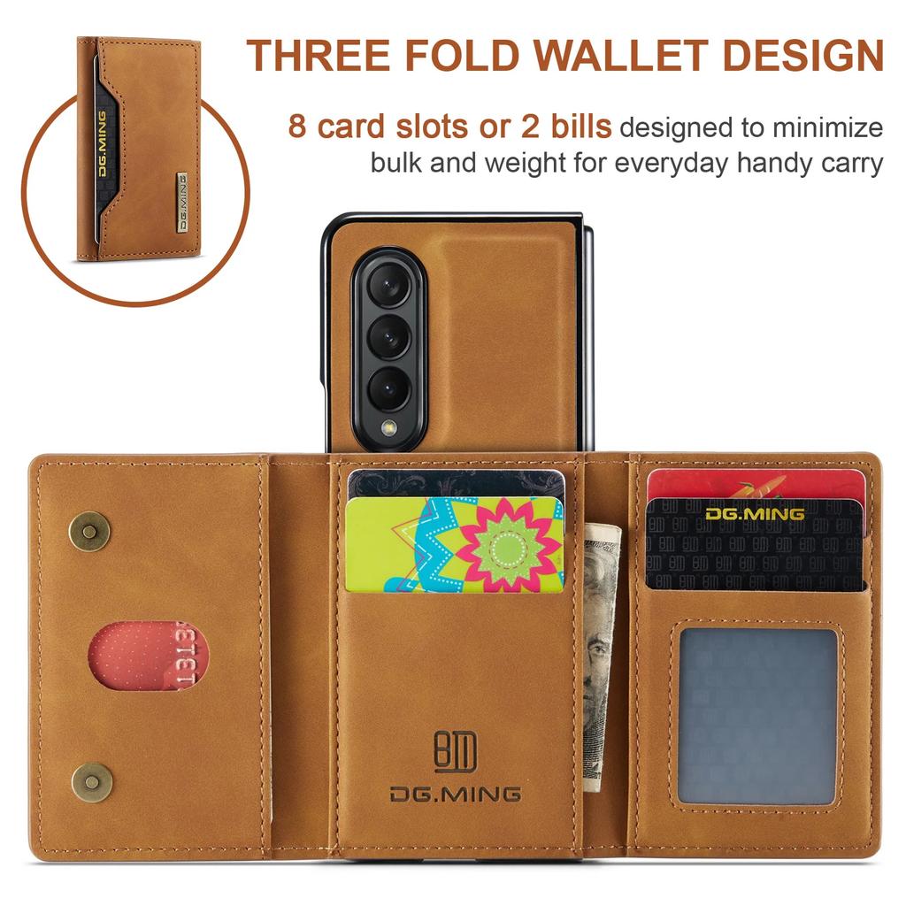 2 in 1 Detachable Leather Cards Holder Wallet Cover For Samsung Galaxy Z Fold 6 5 4 5G Fold4 Fold3 Magnetic Card Bag Stand Case