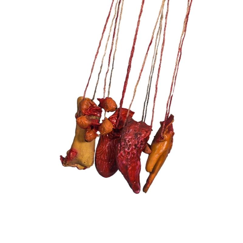 652F Realistic Blood Splattered Hands Feet Organ Decorations Durable Latex Hanging Ornament For Horror Home Display