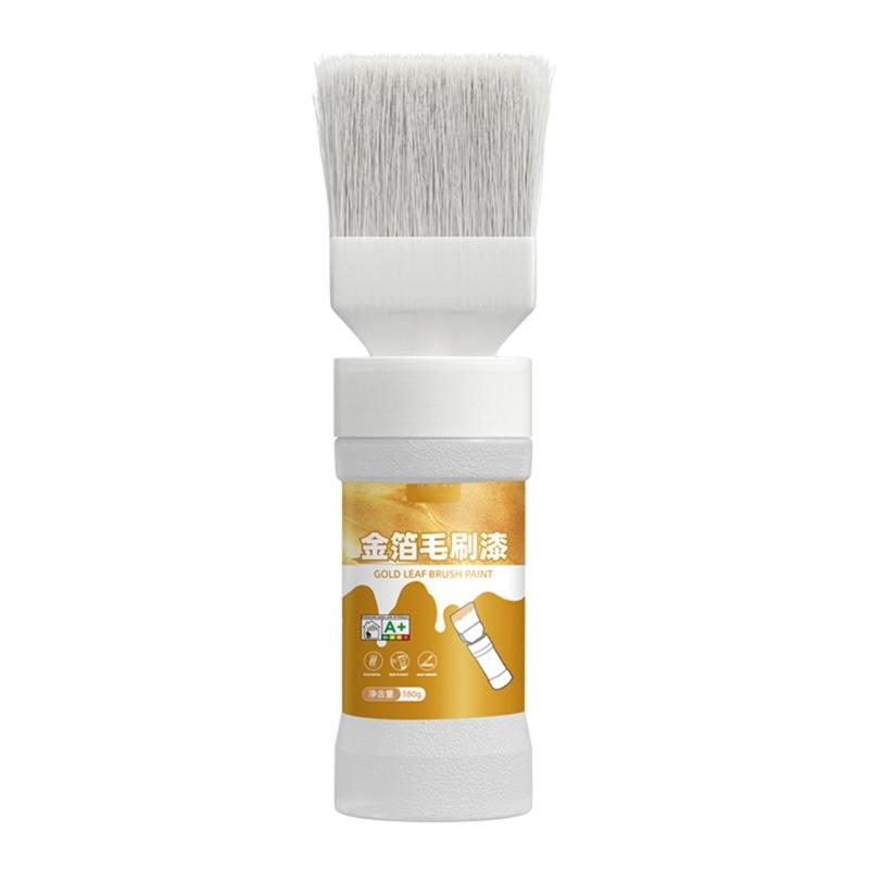 

Portable Gold Paint Brush Metallic Finish Furniture Paint for Wood Art Painting Handcraft Metal Wood Project Quick Dry 1