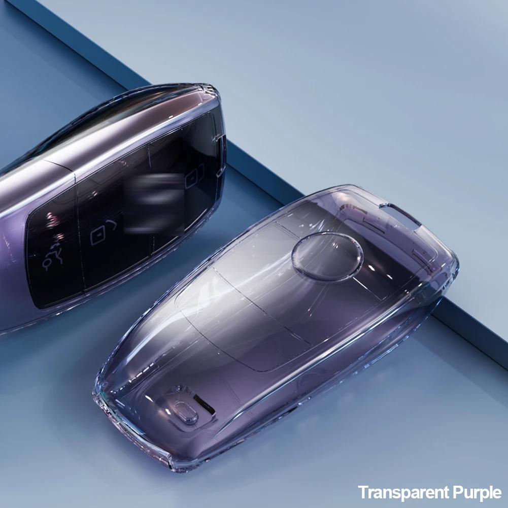 for Mercedes Benz E C S GLC Class E200 E400 E63 W213 S550 S560 C260 A200 Key Shell Protector TPU Transparent Car Key Case Cover