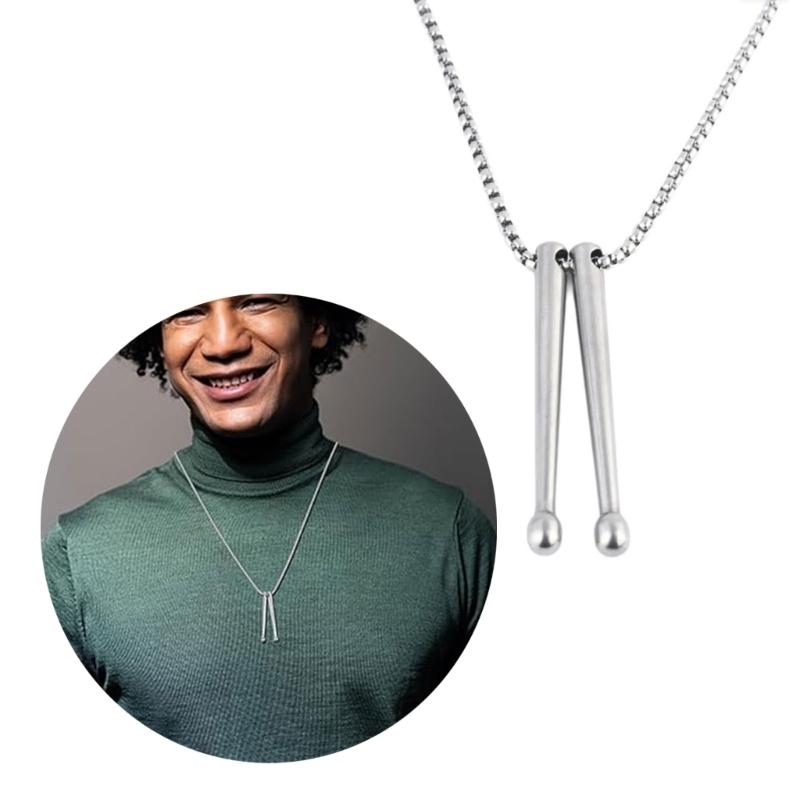 Edelstahl Silber Drumstick Anhänger Halskette Schmuck Ornament Zarte Schlüsselbeinkette Accessoire für Musikliebhaber