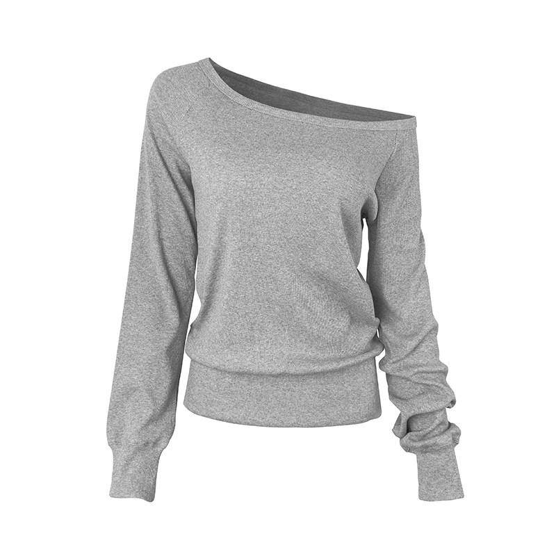2025 Spring Women's Versatile Slimming Off/One-Shoulder Long-Sleeve T-Shirt