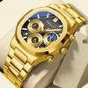 2025 Luxury Watch Men Business Fashion Waterproof Stainless Steel Chronograph Moon Phase Quartz Wristwatch Male Clock