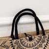 Retro Tote Bag Natural Linen Simple Shopping Bag Coarse Jute Fashion Linen Printing
