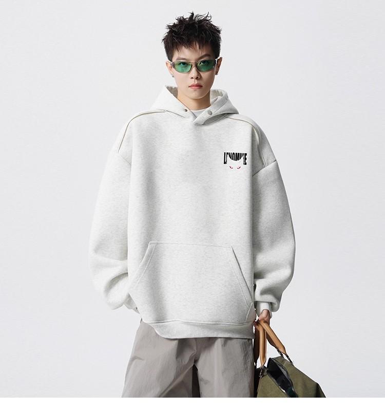 Men's Autumn American Brand Devil Cat Print Hoodie, Heavyweight & Trendy Stiff Sweatshirt, Cleanfit Base Layer.