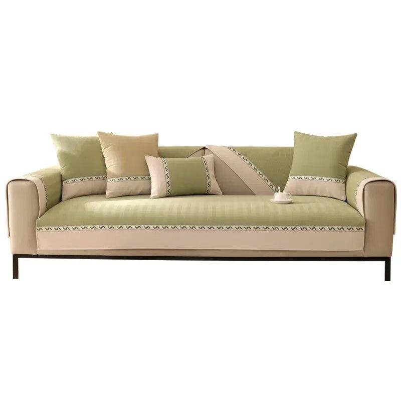 Modern Schlichter Sofabezug Vier Jahreszeiten Universal Leder Rutschfest Chenille Sofakissen Einfarbig Weiß Breite Kante Sofa Handtuch
