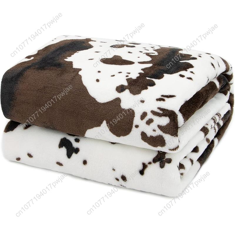 Cow Print Flannel Soft Cozy Blanket, Soft Warm Throw Blanket All Season Blanket Breathable Comfortable Custom blankets