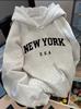 Women's Retro Letter Print Hooded Sweater Jacket - Mid-length, Casual, Long-sleeve, Versatile Top for Autumn.