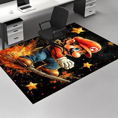 1ks Kancelářský koberec Mario Neklouzavý koberec s designem anime kreslených filmů, Ideální pro domácí dekoraci, Obývací pokoj, Ložnice, Herní místnost, Ideální
