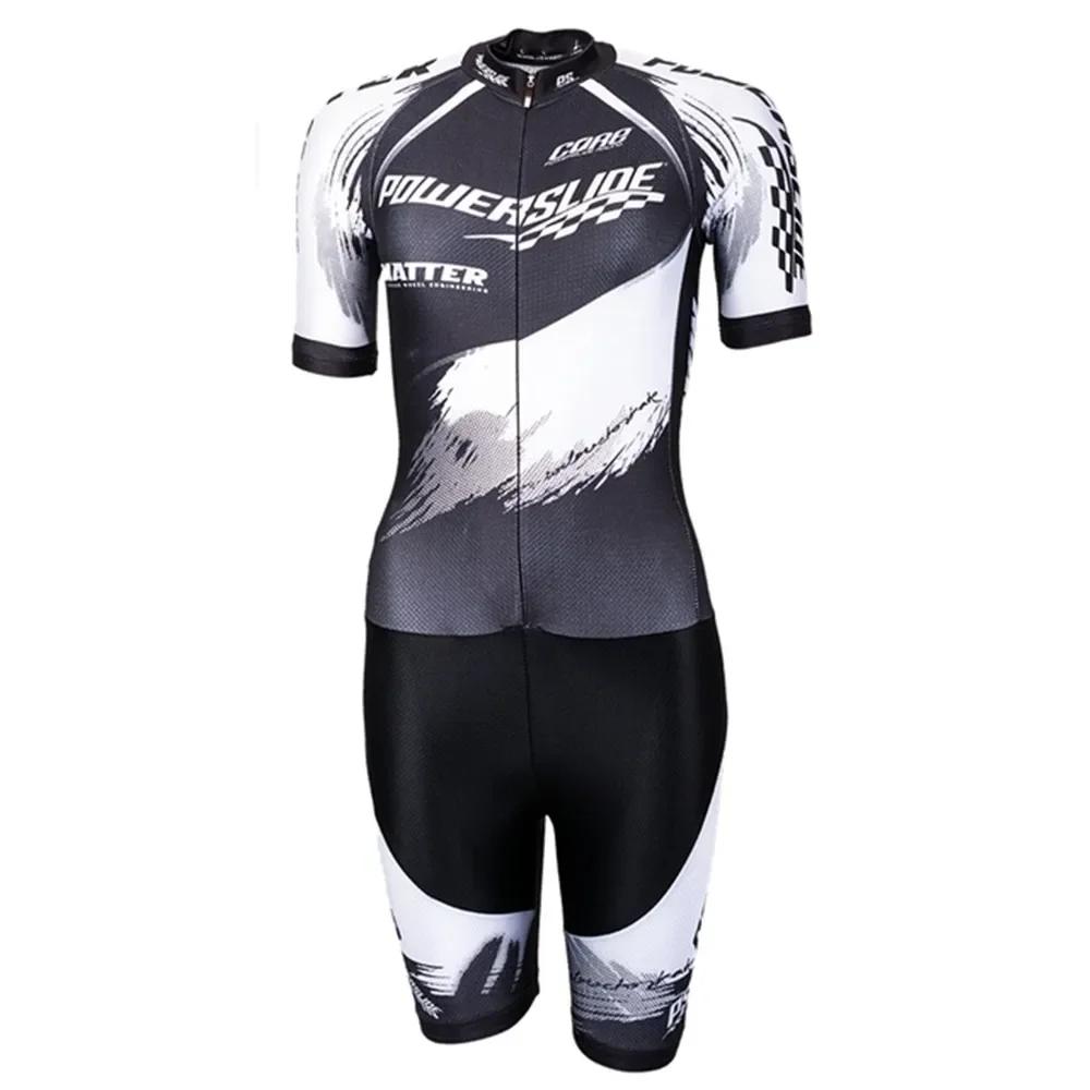 Powerslide Kombinezon Męski Krótki Rękaw Jazda na Rolkach Speed Skinsuit Ciclismo Łyżwiarstwo Szybkie Odzież do Jazdy na Rolkach