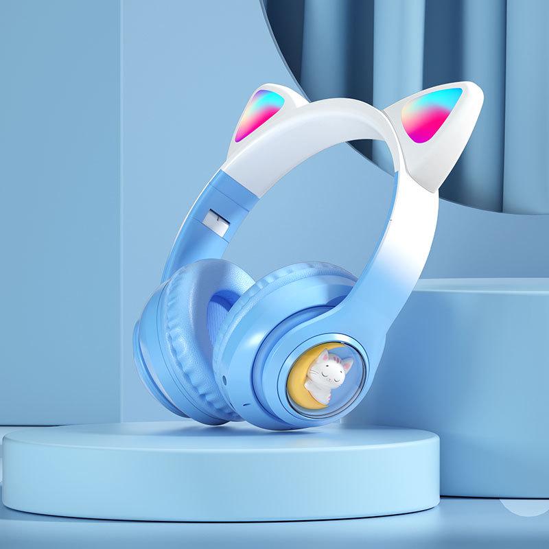 Cross-Border Pet Capsule Cat Ear Bluetooth Earbuds: Luminous & Gradient Design