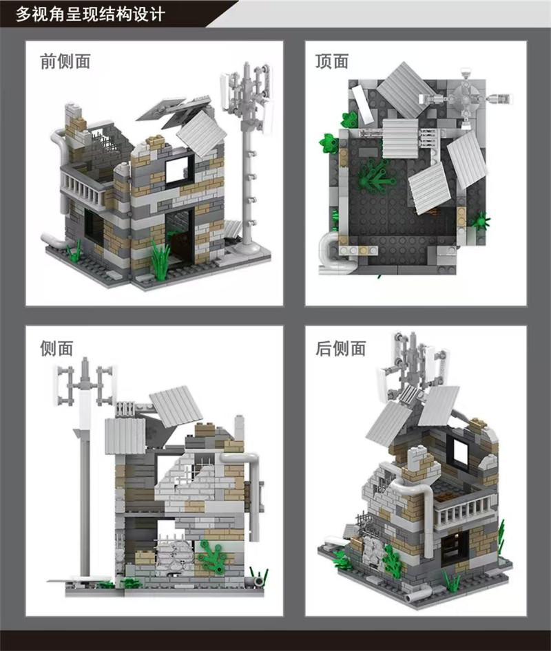 Military Series Damaged House Architecture Building Blocks DIY War Ruins Scene Model Bricks Education Toys For Boys Children