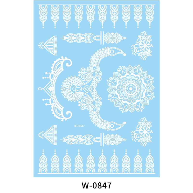Beauty Sticker White Lace Tattoo Sticker Indian Temporary Tattoo Waterproof Tattoo Sticker