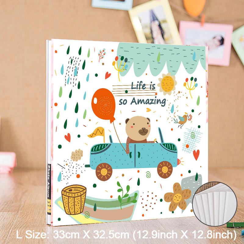 

Self-Adhesive Photo Album Dust-Free air-Free Glue Free and Waterproof Hand Made DIY Albums Life is Amanzing Bear drving the car