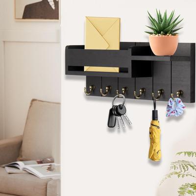 Key Holder Wall Mounted Hanger Multipurpose Decorative Mail Organizer with Hook Shelf for