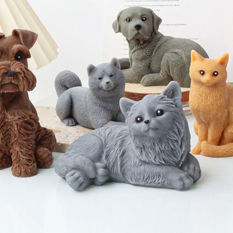 Aromatherapy Candle Mould 3D Animal Plaster Resin Silicone Mold Lying Cat Ornaments Mold for DIY Crafts Home Decors