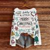 Women's Round Neck Lightweight Sweater Casual Long Sleeve Christmas Print Knit Pullover