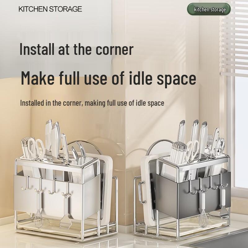 Stainless Steel Countertop Kitchen Knife & Utensil Organizer