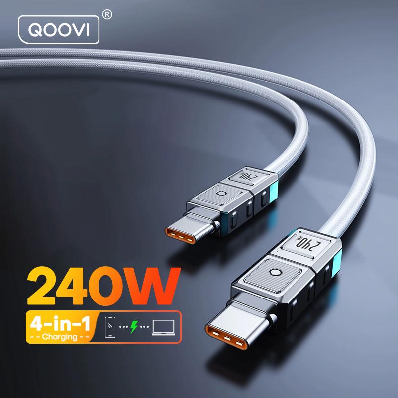 QOOVI PD 240W USB C auf USB Typ C Kabel Für Macbook Laptop Ladegerät Schnellladung Für iPhone 16 Xiaomi Samsung Ladekabel